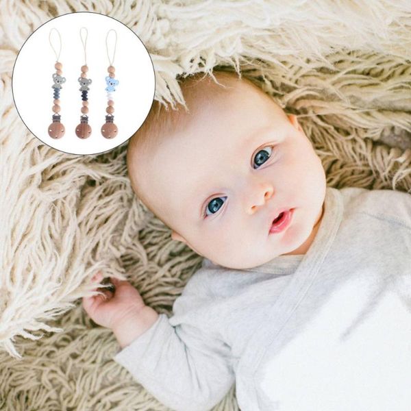 

pacifiers# 3pcs bear decor silicone pacifier chain teeth clip soother strap for baby infant born