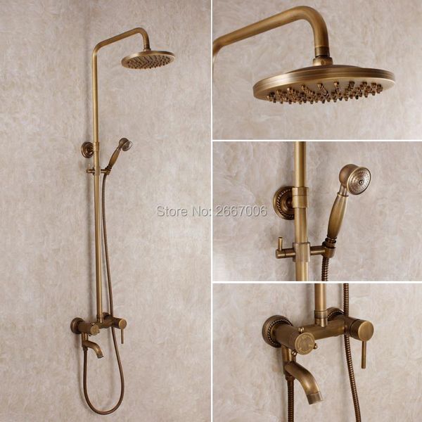 

royal style wall mount adjustive shower set with pipe copper bathroom rainfall wholesale & retail zr050 sets