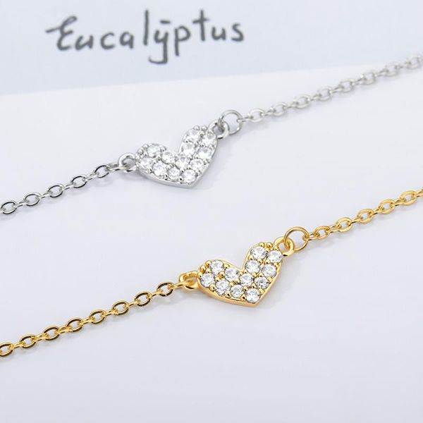 

charm bracelets romantic original silver color white cz crystal love heart for women jewelry accessories, Golden;silver