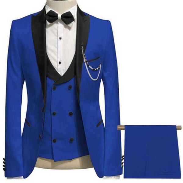 3 peças fit boyfriend ternos para homens casamento smoking masculino moda jaqueta colete com calças pico preto lapela traje nupcial x0909