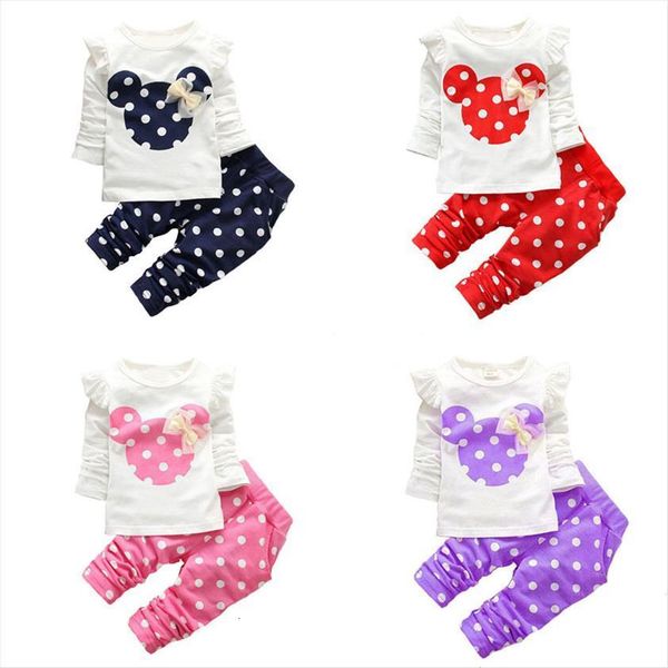 

cartoon kids clothes girls sets spring autumn baby long sleeve cotton pants 2 piece o neck children clothing, White