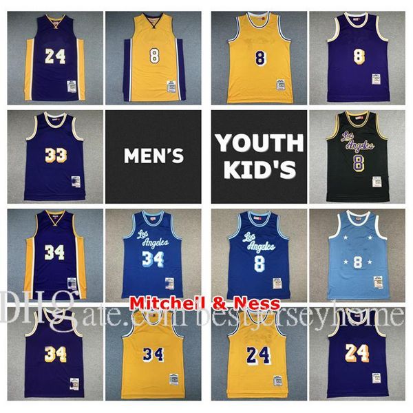 

vintage mens youth kids mitchell & ness swingman jersey black mamba 33 32 34 stitched retro classic kid basketball jersey size s-2xl, Black;red
