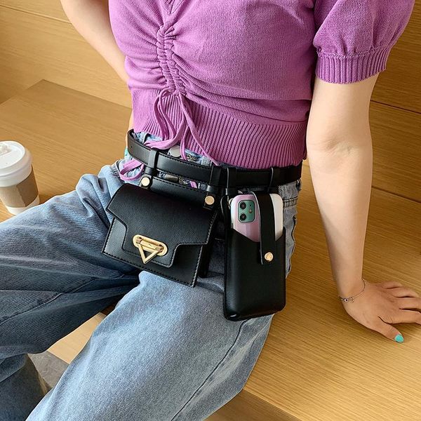 

waist bags dikizfly 2021 fanny pack women belt solid small pocket with phone bag girls bum pouch summer chest travel sac