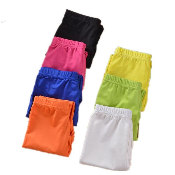 

trousers girls pants spring summer soft elastic milk silk kids leggings candy color skinny solid for 3-8y children, Blue