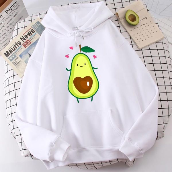 

women's hoodies & sweatshirts avacado hat ein herz form pit drucke weibliche einfache casual herbst hoodie lose hoody fleece sportswear, Black