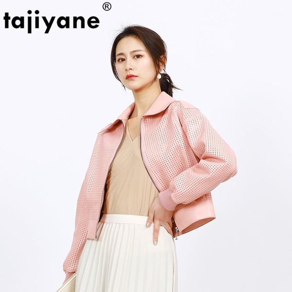 

tajiyane spring autumn sheepskin coat korean real genuine leather jacket streetwear moto hollow out women jackets 9951 wpy337, Black