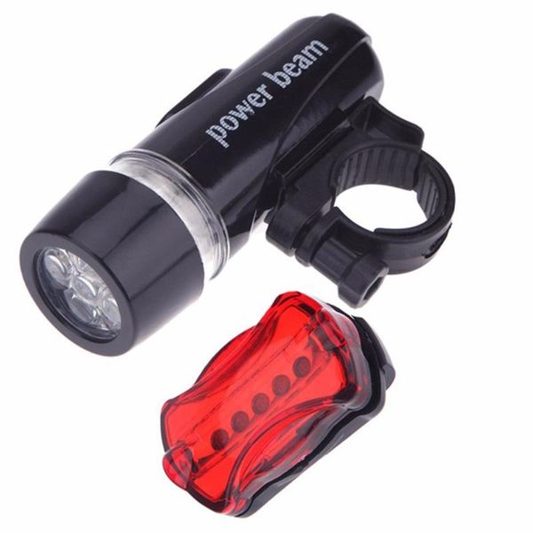 

cycling bicycle light set bike front head + 5 led rear safety tail lamp mount accessories lights
