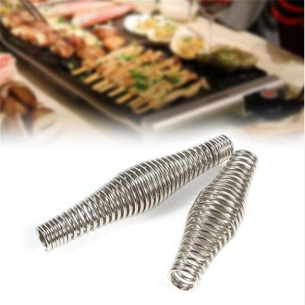 

tools & accessories 1pc stainless steel bbq pit grill handle spring wood furnace stove smoker elasticity roll barbecue