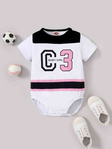 

baby letter graphic color block bodysuit she, Blue