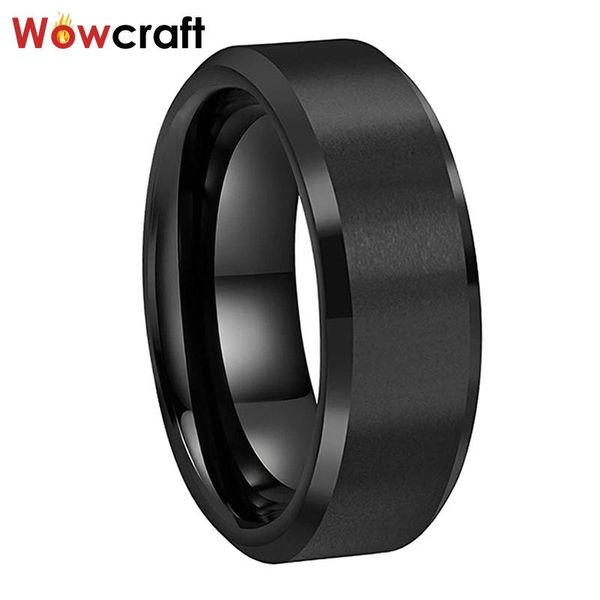 

wedding rings 8mm black tungsten bands for men women jewelry matte finish beveled edges comfort fit inside, Slivery;golden