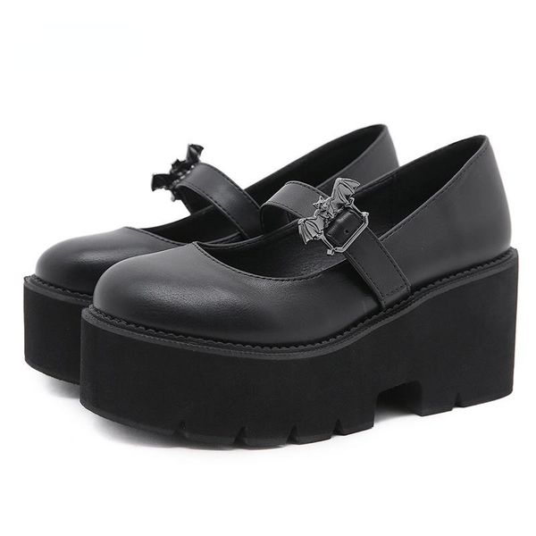 

dress shoes vintage lolita bat platform mary jane women block heels gothic punk style black pumps plus size 43 drop ship