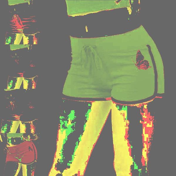 

women's shorts arrival women high waist elasticated leggings push up gym training pocket butterfly printing summer short., White;black