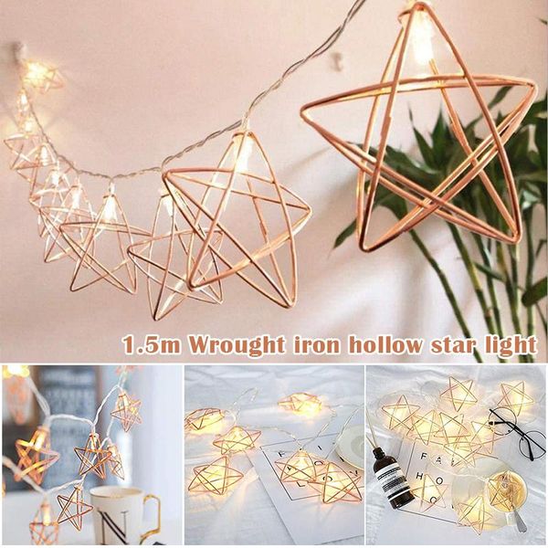 

strings led string lights five-pointed star shaped geometric fairy hanging lamp battery powered for outdoor indoor decor u