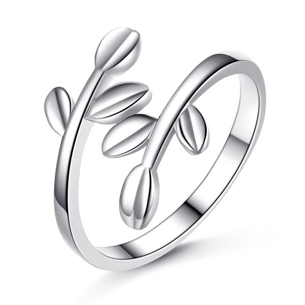 Оптовая продажа 925 стерлингового серебра кольца ленты листьев в форме милые модные украшения для женщин свадьба