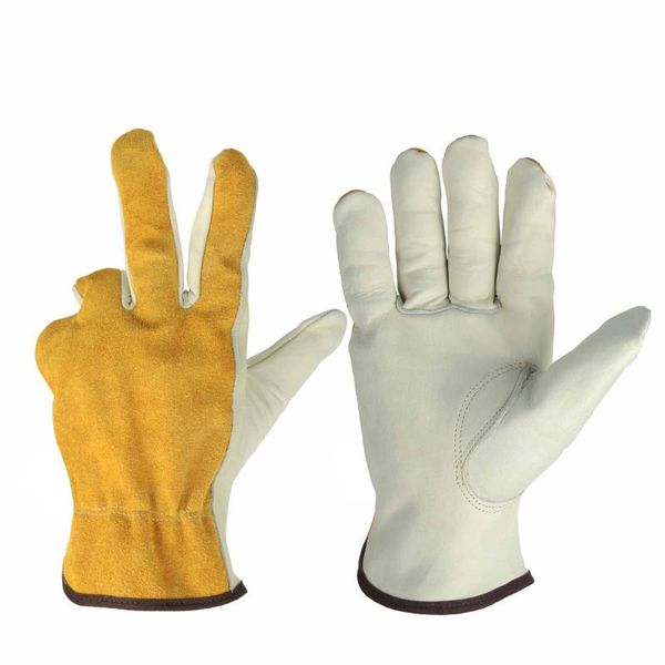 

work gloves cowhide leather men working welding safety protective garden sports moto wear-resisting disposable