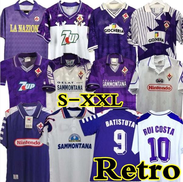 

1998 retro soccer jerseys edmundo batistuta rui costa football shirt camisas de futebol 89 90 91 92 93 94 95 96 97 98 99 00 fiorentina, Black;yellow