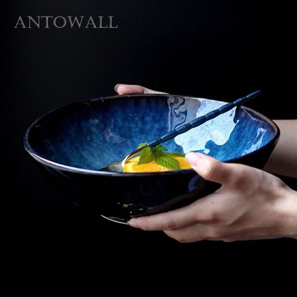 

kiln glaze tableware bowl dim blue ceramic soup ramen western fruit salad bowls