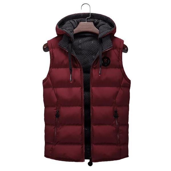 

men's vests men winter vest warm jacket 202 thick hooded fashion casual slim sleeveless coat autumn zipper, Black;white
