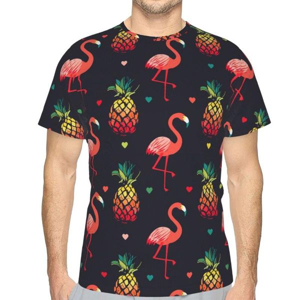 

printed men t-shirt cool cute rainbow pineapple flamingo heart t shirt fashion short sleeve streetwear o neck tee men's t-shirts, White;black