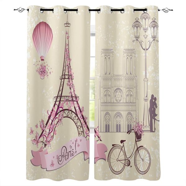

curtain & drapes france paris tower air balloon bicycle retro blackout curtains bedroom living room kitchen computer home decoration