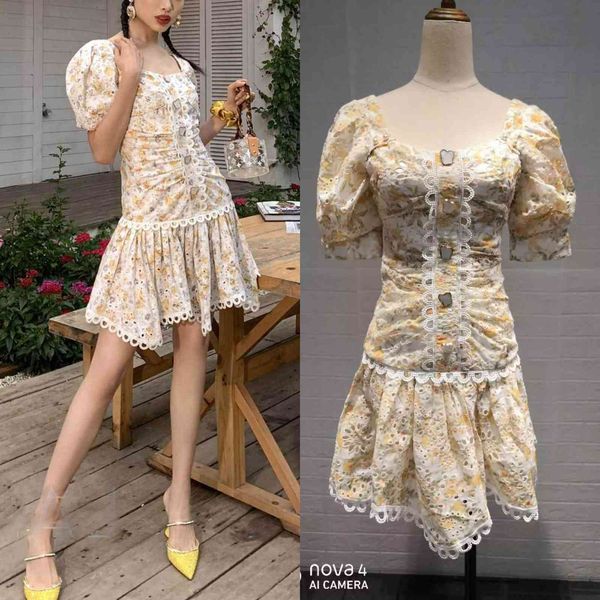 

runway dresses australia zim square neck halter puff sleeve floral embroidered pleated slim dress sma5, Black