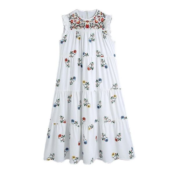 

casual dresses women 2021 chic fashion floral print patchwork embroidered midi dress vintage ruffled sleeves female mujer, Black;gray