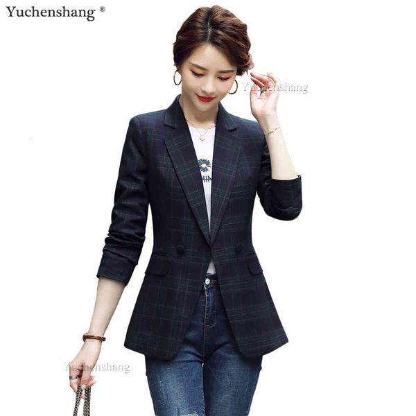 

women's suits & blazers fashion single breasted dark green coffee plaid blazer jacket women ladies new autumn winter spring fall coats, White;black
