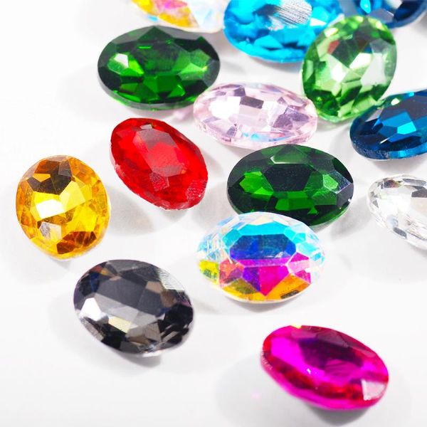 

nail art decorations glitter bright colorful crystals 4x6mm 6x8mm oval-shaped gem stones creative diy design manicure decoration 20pcs, Silver;gold