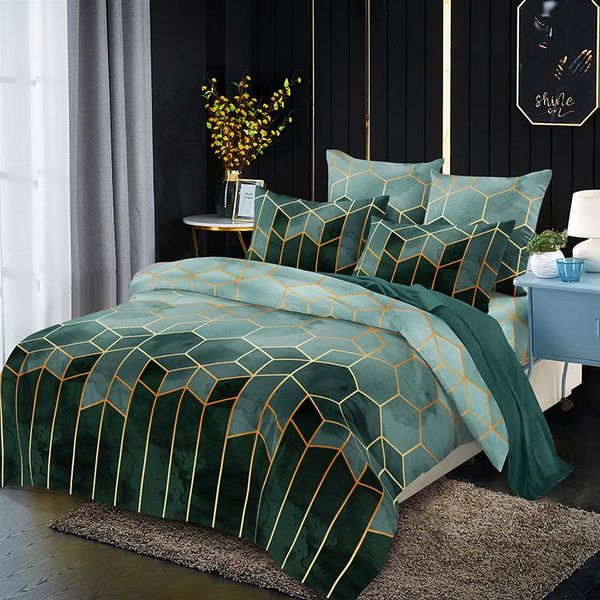 

bedding sets luxury geometric plaid gilt duvet cover set with pillowcase for single double  king size quilt covers (no bedsheet