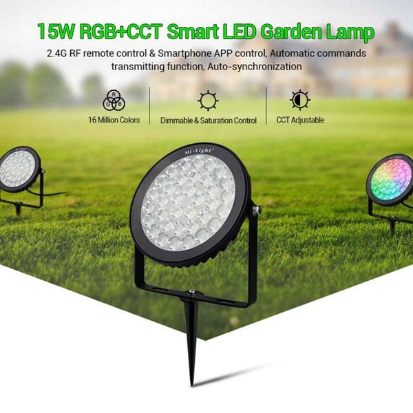 

milight futc03 15w rgb+cct smart led garden lamp 2.4ghz rf remote controllable wifi enabled ac100-240v lawn lamps