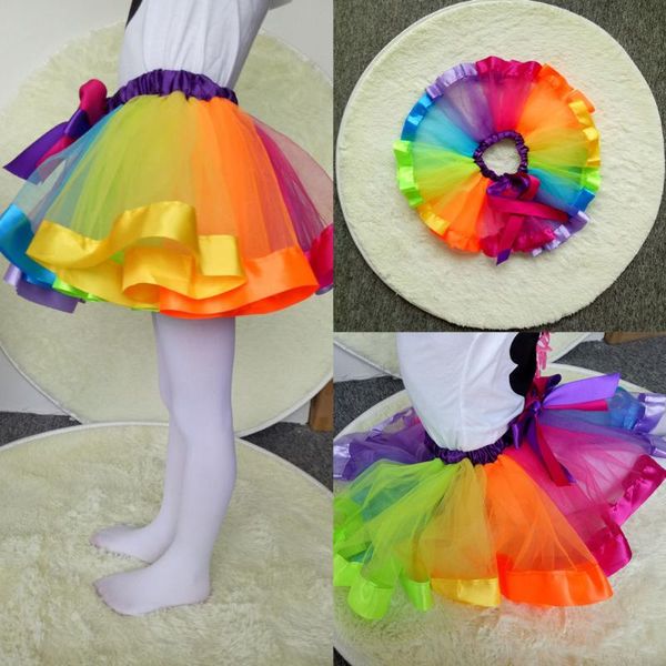 

skirts baby girls rainbow tutu skirt kids tulle children tutus dancing pettiskirt cute dancewear princess ballet 1-9y, Blue