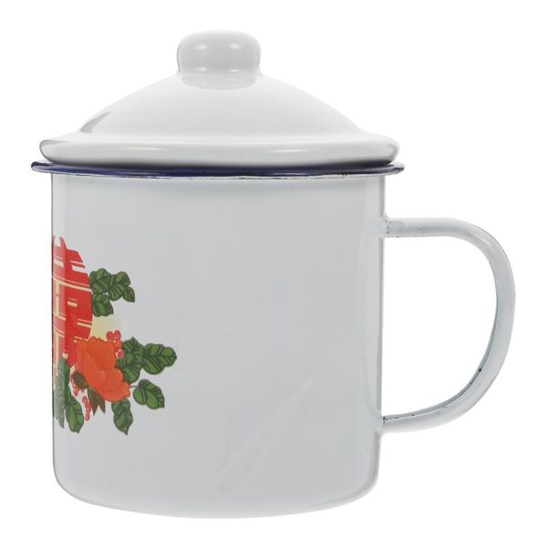 

mugs 1 pc enamel tea mug retro cup practical storage (white)