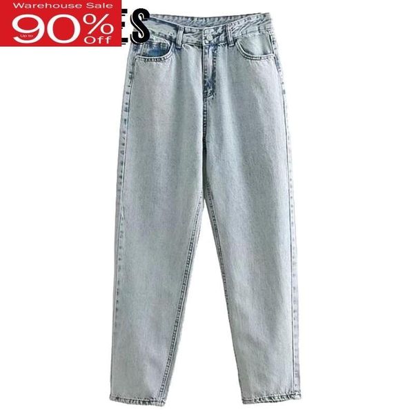 

women's jeans 2021 spring high waist woman boyfriend style denim pants zipper vintage white pantalones vaqueros mujer, Blue