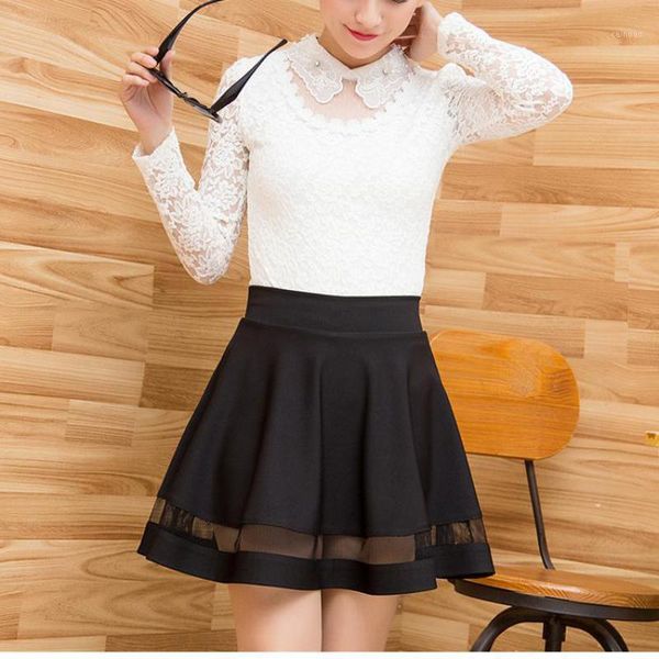 

skirts 2021 summer arrival black mesh tutu skirt high waist slimming simple versatile casual women pleated