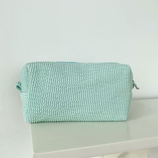 

cosmetic bags & cases fresh girly style solid color multifunctional makeup wash storage bag simple portable wave pattern pleated