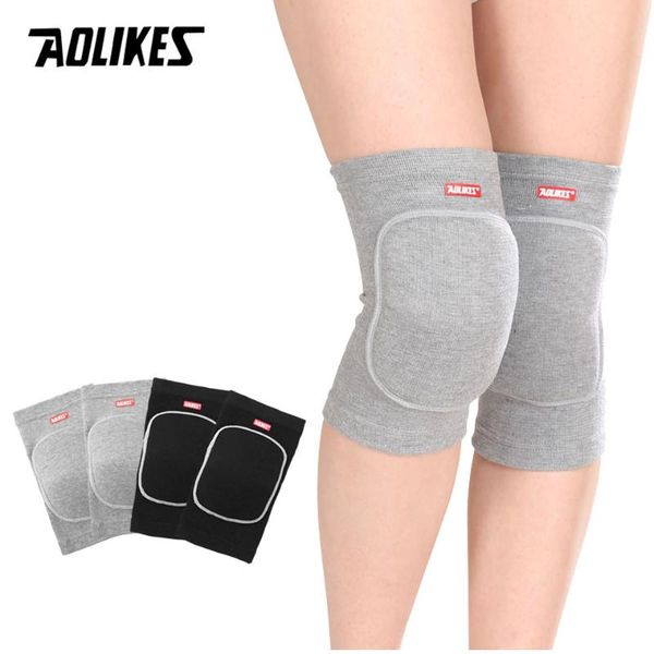 

elbow & knee pads aolikes soft kneepads cotton volleyball tennis 1 pair-women dance yoga protector guards for athletic use cycling, Black;gray