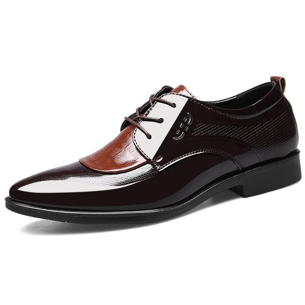 

dress shoes mens fashion pointed toe lace up men's business casual brown black leather oxfords big size 38-48 brand lgnm