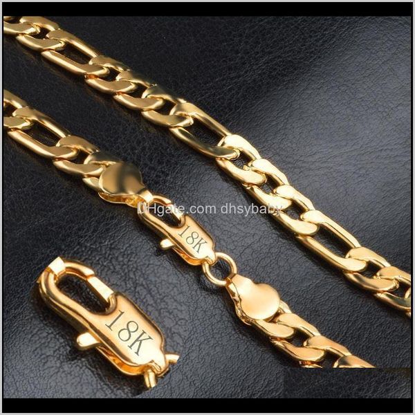 

& pendants drop delivery 2021 figaro chains necklaces for men 8mm 20 inch 18k gold plated stamped fashion hip hop jewelry gifts fd7so, Silver