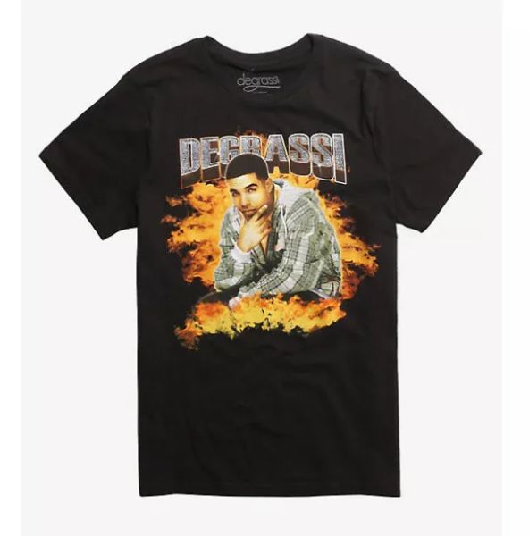 

degrassi flames drake t-shirt nwt authentic & official, White;black