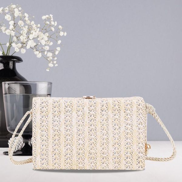 

evening bags fashion women woven hollow out shoulder crossbody bag casual ladies messenger summer beach vacation square box mini handbags