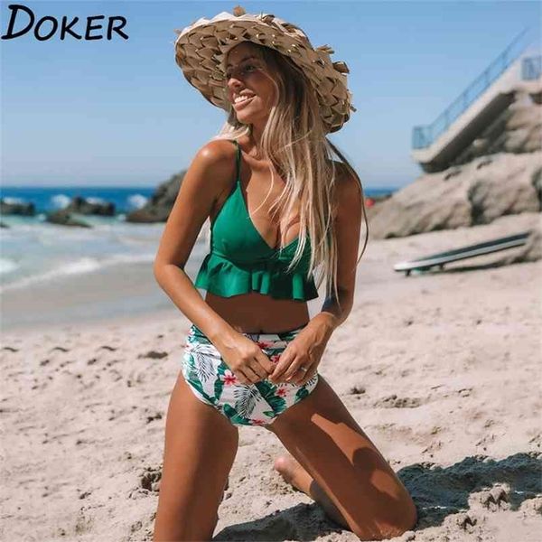 

bikini push up summer floral swimwear sport women plus size swimming suit for swimsuit high waist set 210630, White;black