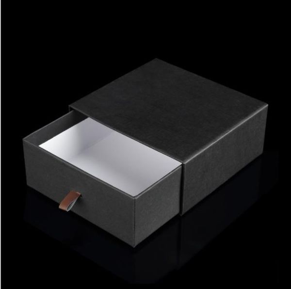 

gift wrap drawer type packing box belt pull-out carton black box, high-quality