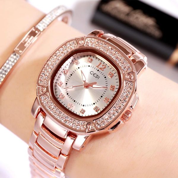 

wristwatches female square watch rose gold ladies wristwatch casual quartz women's watches for 2021 luxury clock waterproof relogio fem, Slivery;brown