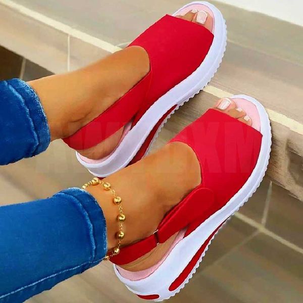 

women sandals 2021 new summer shoes women soft wedge platform sport sandals woman open toe casual beach shoes zapatos de mujer y0721, Black