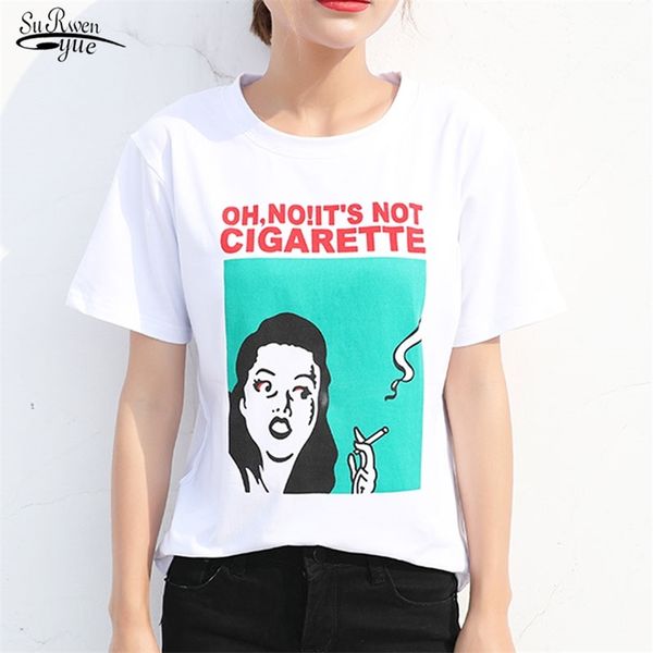 

short sleeve t-shirt summer o-neck women shirts white t shirt female camisetas verano mujer print tshirt 4533 210421