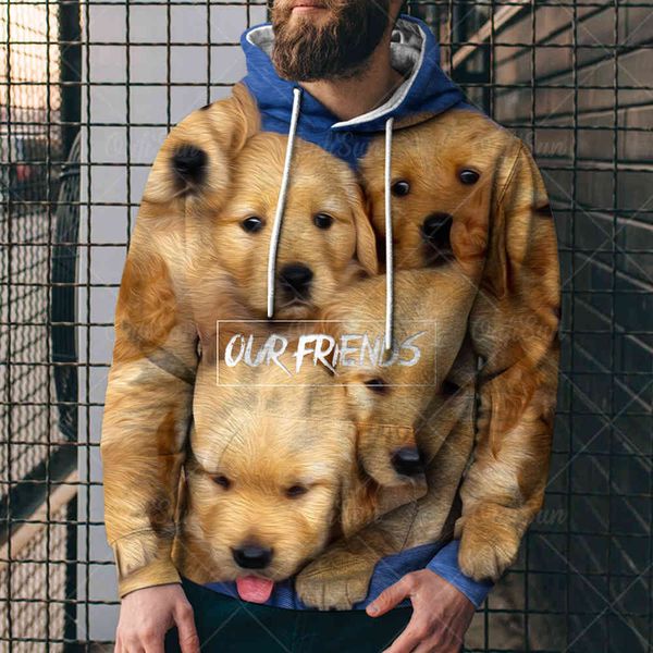 

spring and autumn new 3d sweater cute animal dog cat seri printed street trend hip hop hoodie7w24, Black