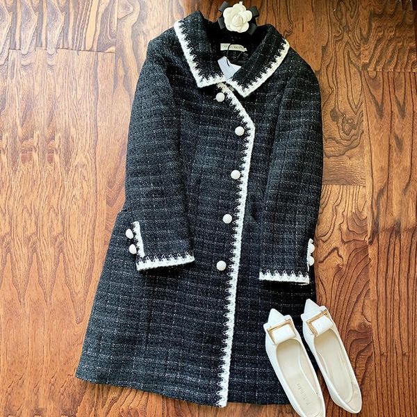 

women's wool & blends coat cloth female hepburn wind black party brought little sweet improved cheongsam autumn winter