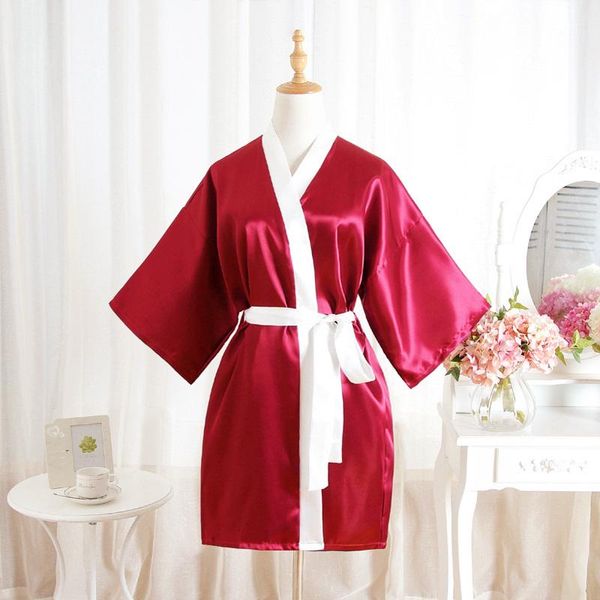 

women's sleepwear plus size wedding bride bridesmaid dressing robe mini kimono red womens short bath gown yukata nightgown nightwear ni, Black;red