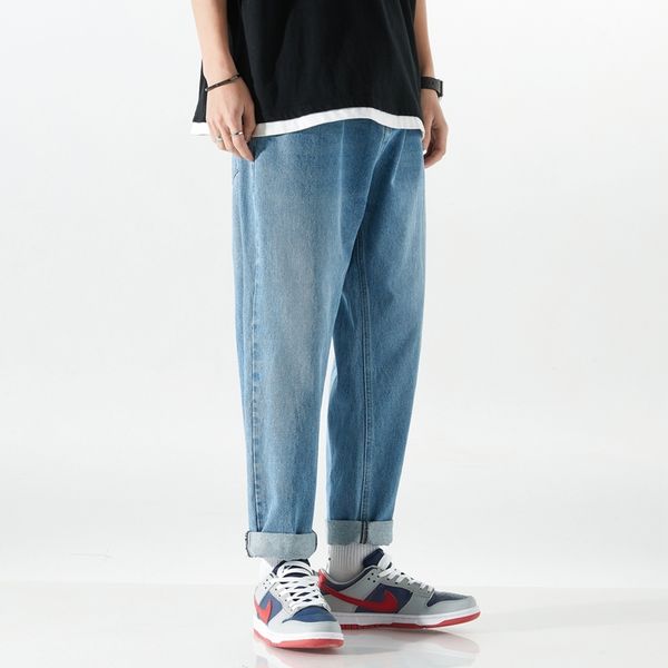 

Spring And Summer Straight Jeans Mens Fashion Retro Harajuku Jeans Men Streetwear Loose Hip-hop Denim Trousers Mens -3XL, Black