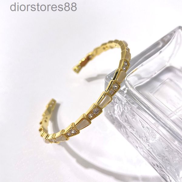 

bangles bracelet baojia classic snake internode diamond white fritillaria simple domineering personality c-shaped open, Black